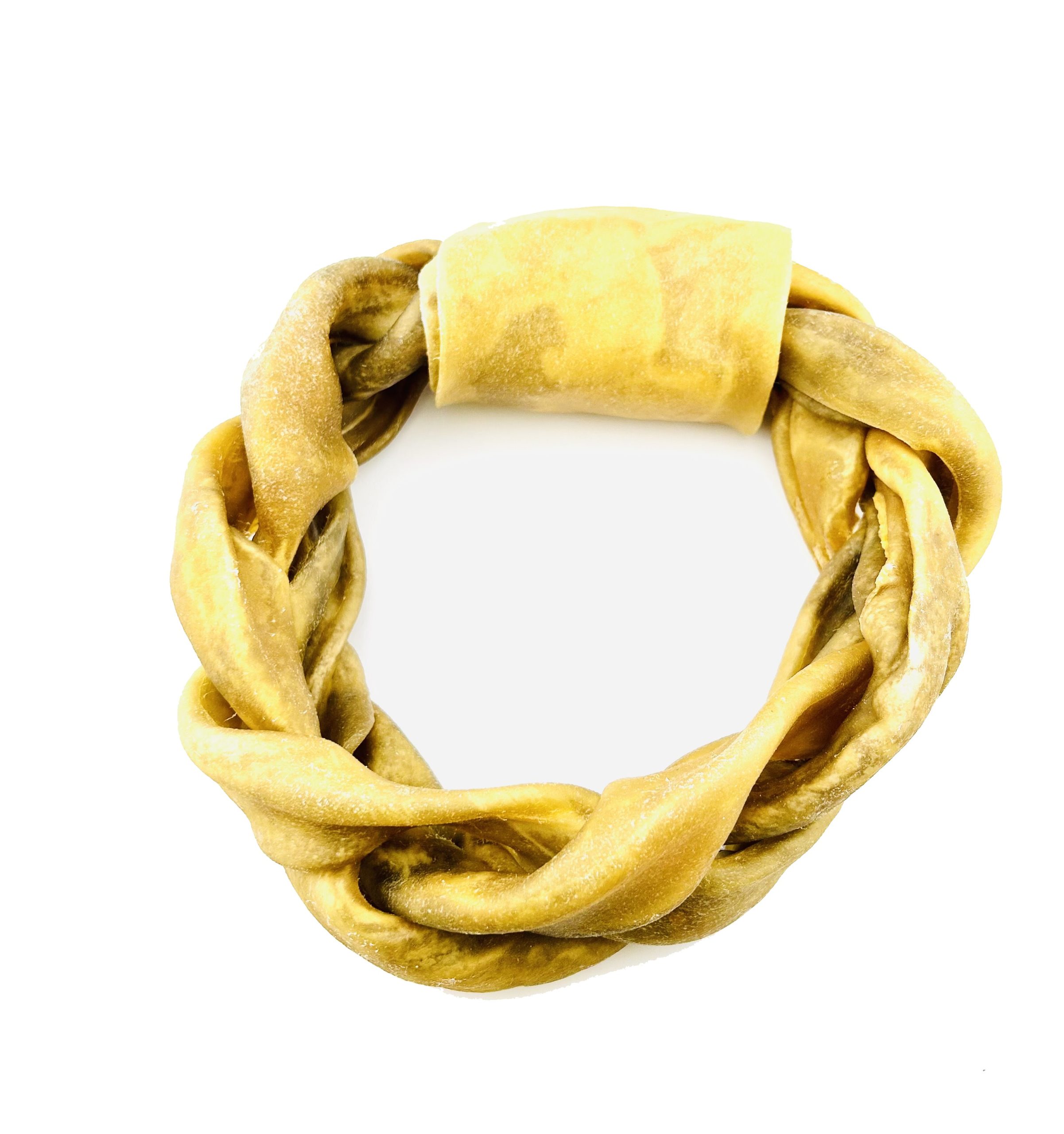 **NEW**BIG DOG Braided Buffalo Cheek Donut (7-8 inch)Natural colour with a hint of mint